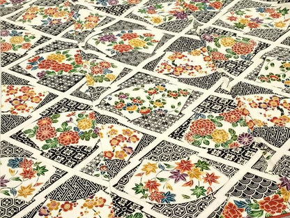 平和屋着物■上質な小紋　型染め　吉祥地紙花文　正絹　逸品　未使用　DABK9806cd