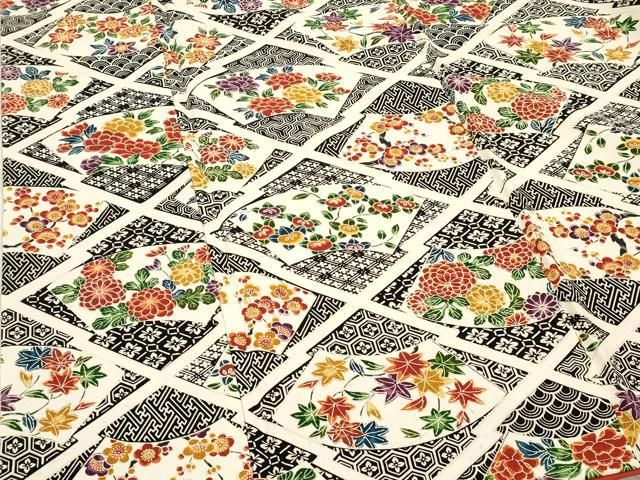 平和屋着物■上質な小紋　型染め　吉祥地紙花文　正絹　逸品　未使用　DABK9806cd