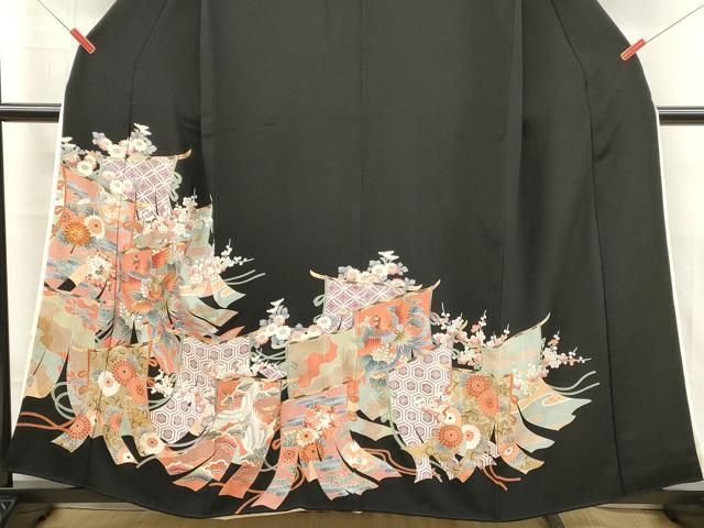 平和屋着物■豪華黒留袖　誰が袖　几帳鳳凰花文　正絹　逸品　DABK9797cd