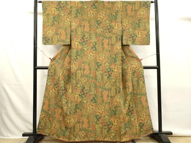 平和屋着物■上質な小紋　吉祥人物花文　正絹　逸品　DABK9780cd
