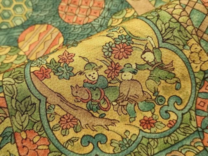平和屋着物■上質な小紋　吉祥人物花文　正絹　逸品　DABK9780cd