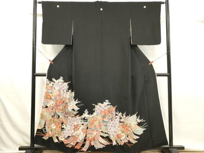 平和屋着物■豪華黒留袖　誰が袖　几帳鳳凰花文　正絹　逸品　DABK9797cd