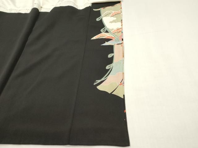 平和屋着物■豪華黒留袖　誰が袖　几帳鳳凰花文　正絹　逸品　DABK9797cd