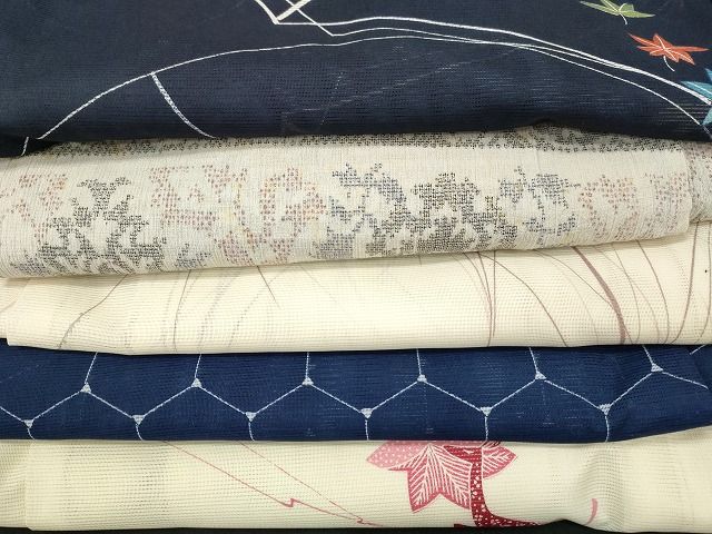 平和屋本店■夏物 小紋 絽 紗 洗える着物 まとめて20点 花柄 蝶 風景 手描き 着用可能多数 ppp0035
