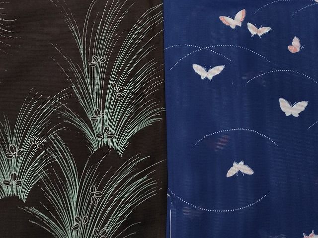 平和屋本店■夏物 小紋 絽 紗 洗える着物 まとめて20点 花柄 蝶 手描き 着用可能多数 ppp0036