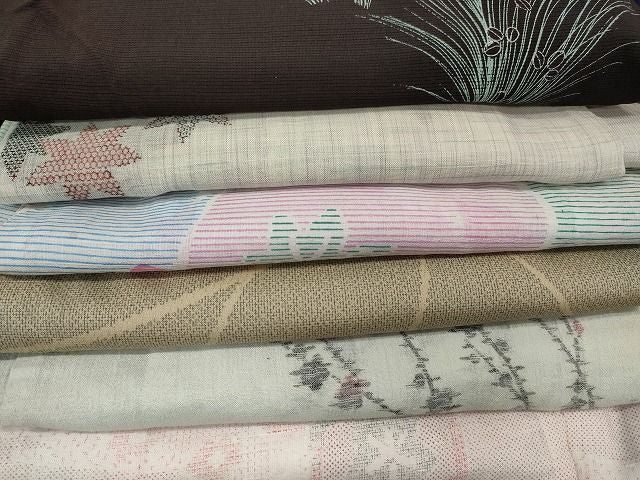 平和屋本店■夏物 小紋 絽 紗 洗える着物 まとめて20点 花柄 蝶 手描き 着用可能多数 ppp0036