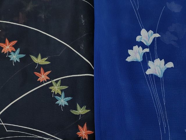 平和屋本店■夏物 小紋 絽 紗 洗える着物 まとめて20点 花柄 蝶 風景 手描き 着用可能多数 ppp0035