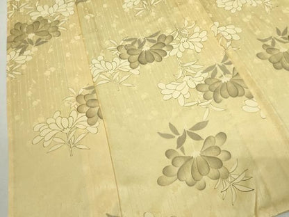 平和屋着物▽上質な小紋　単衣　手描き　草花文　正絹　逸品　DABK9954cd
