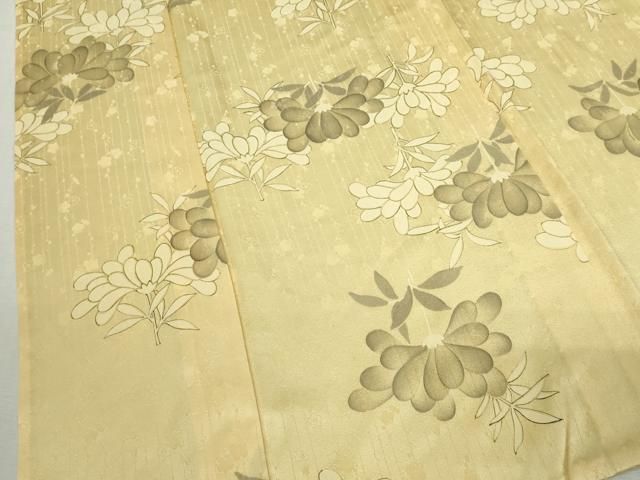 平和屋着物▽上質な小紋　単衣　手描き　草花文　正絹　逸品　DABK9954cd