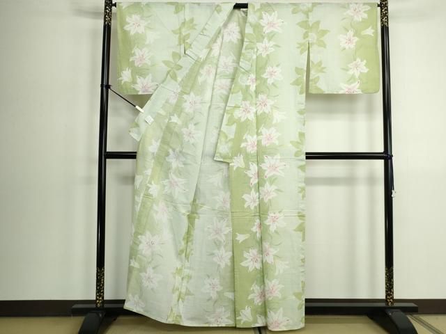 平和屋着物∴夏物　浴衣　花間道　綿　逸品　DABK9945cd