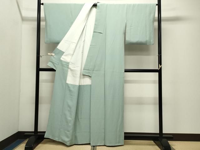 平和屋着物●上質な色無地　錆青磁色　正絹　逸品　CABM5283gh