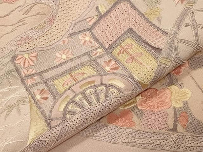 平和屋着物●中国三大刺繍　スワトウ刺繍　総刺繍　訪問着　絵巻御所車花文　正絹　逸品　CABM5279gh