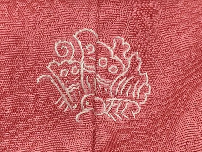 平和屋着物●上質な色無地　草花地紋　真朱色　ロング丈　正絹　逸品　未使用　CABM5259gh
