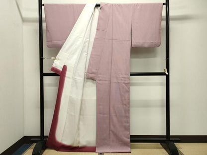 平和屋着物●江戸小紋　万筋　白色×浅蘇芳色　正絹　逸品　CABM5273gh