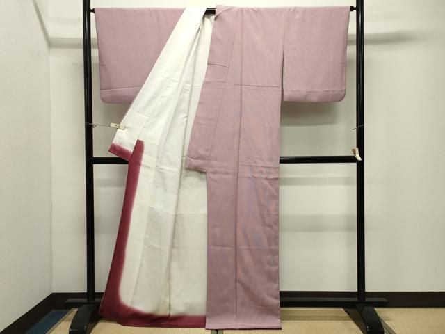 平和屋着物●江戸小紋　万筋　白色×浅蘇芳色　正絹　逸品　CABM5273gh