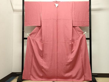 平和屋着物●上質な色無地　草花地紋　真朱色　ロング丈　正絹　逸品　未使用　CABM5259gh
