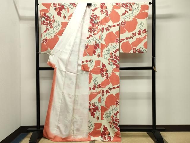平和屋着物●上質な小紋　舞花文　正絹　逸品　CABM5333gh