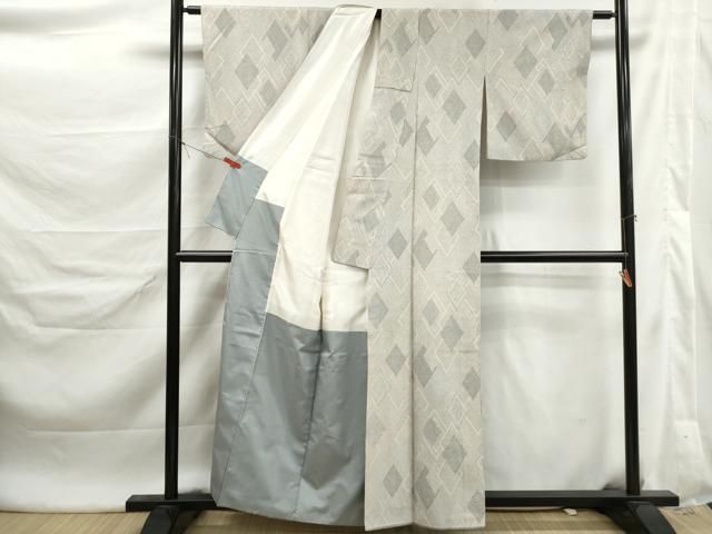 平和屋着物■上質な紬　菱文　正絹　逸品　DABL3037qa