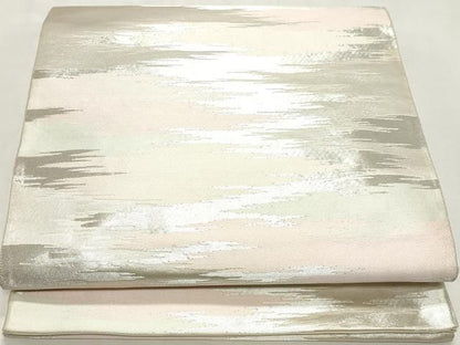 平和屋着物◎六通柄袋帯　霞文　銀糸　鈴乃屋扱い　正絹　逸品　DABK8798cm
