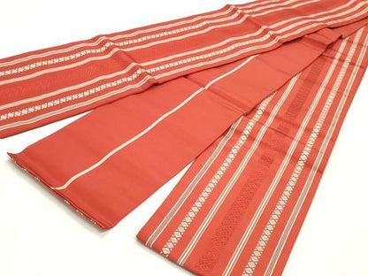 平和屋着物◎本場筑前博多織　半幅帯　献上　証紙付き　正絹　逸品　DABK8788cm