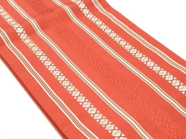 平和屋着物◎本場筑前博多織　半幅帯　献上　証紙付き　正絹　逸品　DABK8788cm