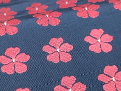 平和屋着物◎本場筑前博多織　両面　半幅帯　草花文　証紙付き　正絹　逸品　DABK8781cm