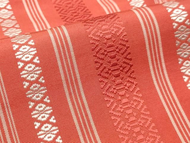 平和屋着物◎本場筑前博多織　半幅帯　献上　証紙付き　正絹　逸品　DABK8786cm