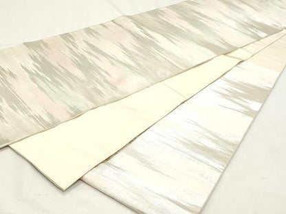 平和屋着物◎六通柄袋帯　霞文　銀糸　鈴乃屋扱い　正絹　逸品　DABK8798cm