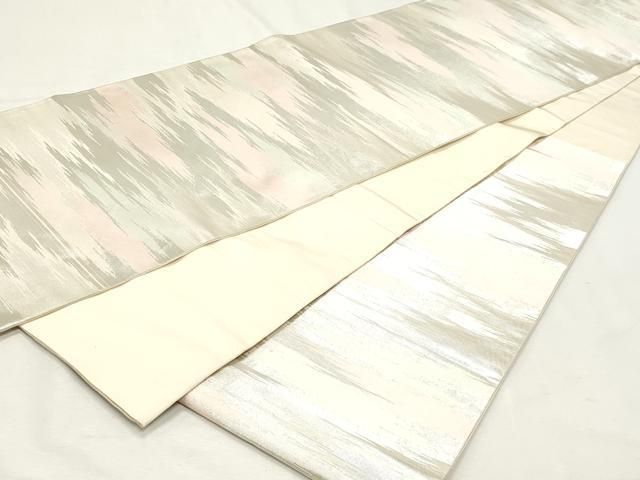 平和屋着物◎六通柄袋帯　霞文　銀糸　鈴乃屋扱い　正絹　逸品　DABK8798cm