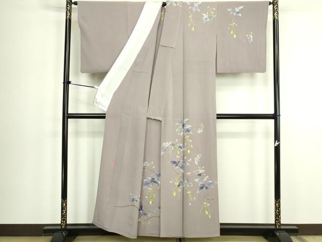 平和屋着物▽本加賀友禅作家　木村喜博　訪問着　単衣　枝花文　トンボ　正絹　逸品　DABK9961cd