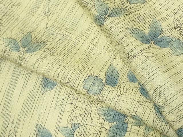平和屋着物▽上質な紬　単衣　枝花文　正絹　逸品　DABK9970cd