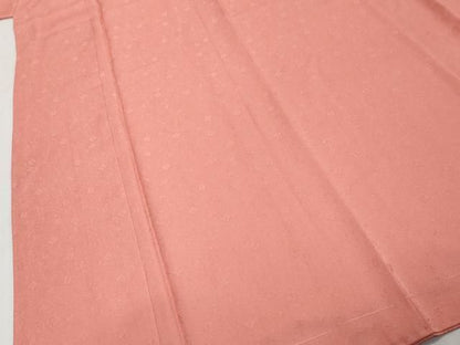 平和屋着物●上質な色無地　花唐草地紋　甚三紅色　ロング丈　正絹　逸品　DABK0926ud