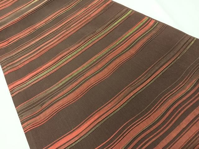 平和屋着物◎六通柄袋帯　ふくれ織　横段文　正絹　逸品　CABM8723nb