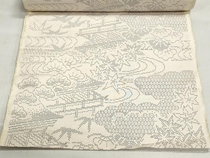 平和屋着物▼本場大島紬　反物　着尺　風景花松文　逸品　未使用　DABJ9906we