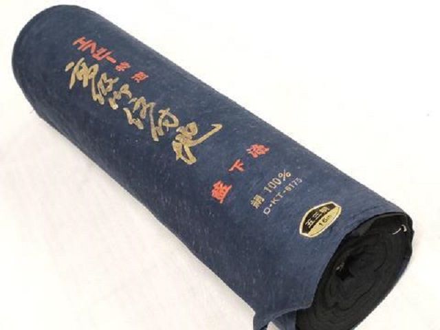 平和屋着物▼黒紋付　黒生地　反物　着尺　甲州優秀黒紋付染　藍下黒染　逸品　未使用　DABK9392zy