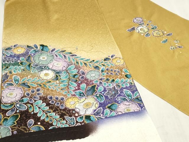 平和屋着物●付下げ　解き反物　着尺　作家物　絞り　辻が花　金彩　逸品　未使用　DABK9399zy