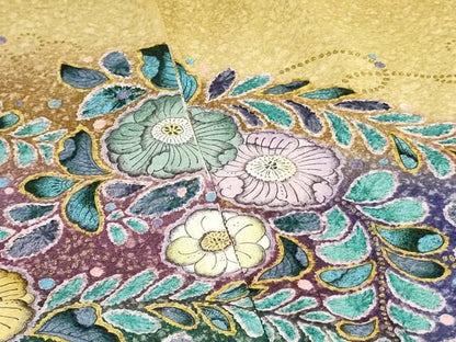 平和屋着物●付下げ　解き反物　着尺　作家物　絞り　辻が花　金彩　逸品　未使用　DABK9399zy