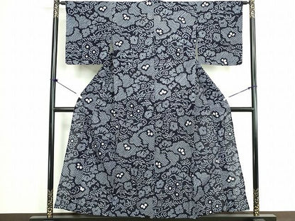 平和屋着物∴夏物　浴衣　有松鳴海絞り　草花文　綿　逸品　DABK9988cd