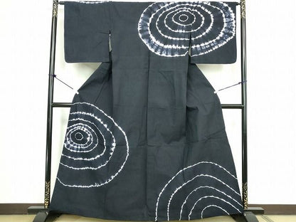 平和屋着物∴夏物　訪問着・浴衣兼用　絵羽浴衣　有松鳴海絞り　渦巻文様　綿　逸品　DABK9987cd
