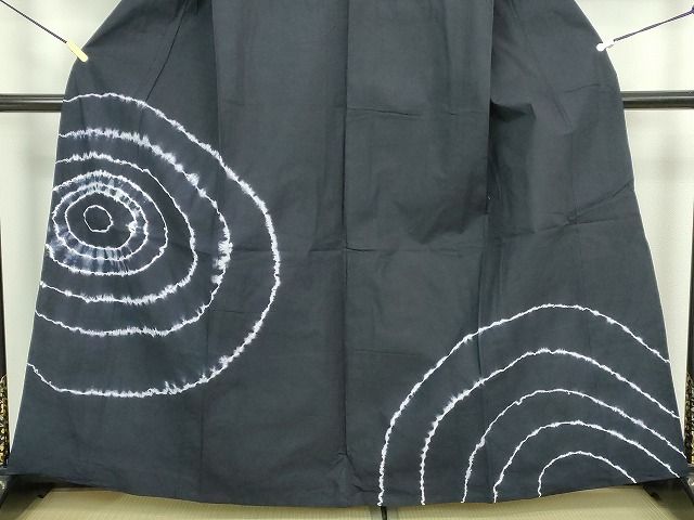 平和屋着物∴夏物　訪問着・浴衣兼用　絵羽浴衣　有松鳴海絞り　渦巻文様　綿　逸品　DABK9987cd