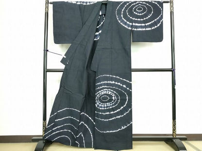 平和屋着物∴夏物　訪問着・浴衣兼用　絵羽浴衣　有松鳴海絞り　渦巻文様　綿　逸品　DABK9987cd
