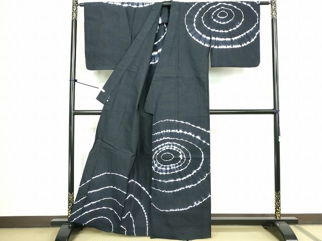 平和屋着物∴夏物　訪問着・浴衣兼用　絵羽浴衣　有松鳴海絞り　渦巻文様　綿　逸品　DABK9987cd