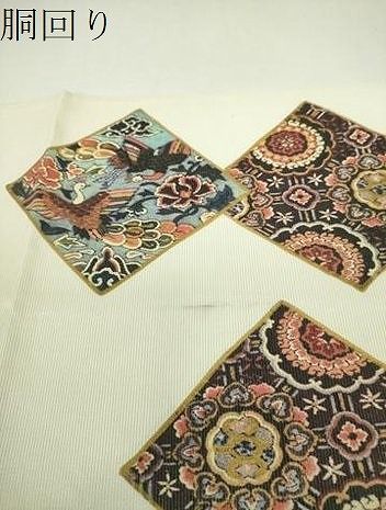 平和屋着物▼太鼓柄袋帯　粋袋帯　更紗花鳥文　金彩　金通し地　正絹　逸品　DABJ8876ps