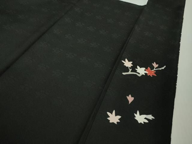 平和屋本店●極上　訪問着　駒刺繍　立波板橋花文　黒地　金彩　逸品　未使用　DZAB6996kh6
