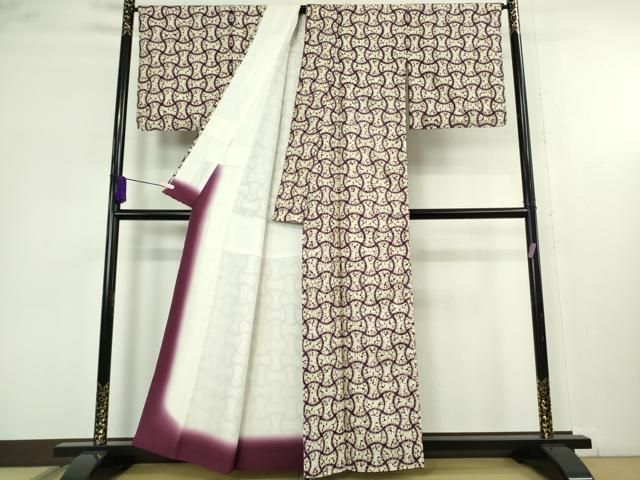 平和屋本店●極上　岩手の匠　草紫堂　南部絞り　紫根染　紬　分銅繋ぎ　正絹　逸品　DZAB6301kh6