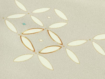 平和屋本店●極上　訪問着　駒刺繍　七宝文　灰桜色地　金彩　逸品　DZAB6831kh6