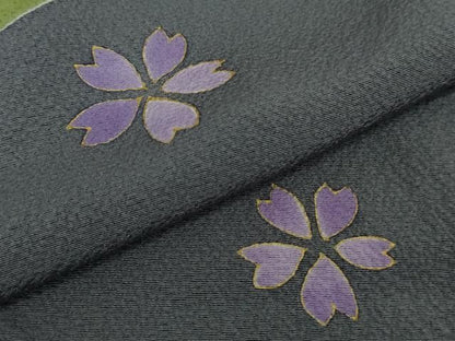 平和屋本店∞極上　世界的人形師　辻村寿三郎　ジュサブロー　道中着　ロング丈　刺繍　花兎　伊と幸　灰色地　反端付き　逸品 DZAB7514kh6