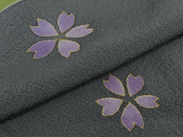 平和屋本店∞極上　世界的人形師　辻村寿三郎　ジュサブロー　道中着　ロング丈　刺繍　花兎　伊と幸　灰色地　反端付き　逸品 DZAB7514kh6