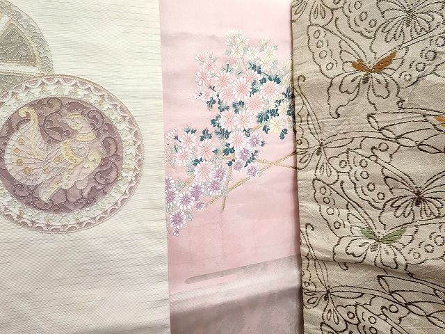 平和屋本店■名古屋帯 まとめて100点 鳥 蝶 風景 松竹梅 花柄 手描き 相良刺繍 金銀糸 など 着用可能多数 未使用品あり 全て正絹 se0062