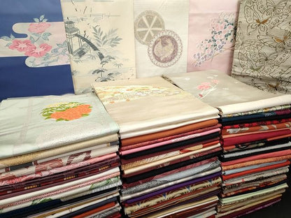 平和屋本店■名古屋帯 まとめて100点 鳥 蝶 風景 松竹梅 花柄 手描き 相良刺繍 金銀糸 など 着用可能多数 未使用品あり 全て正絹 se0062